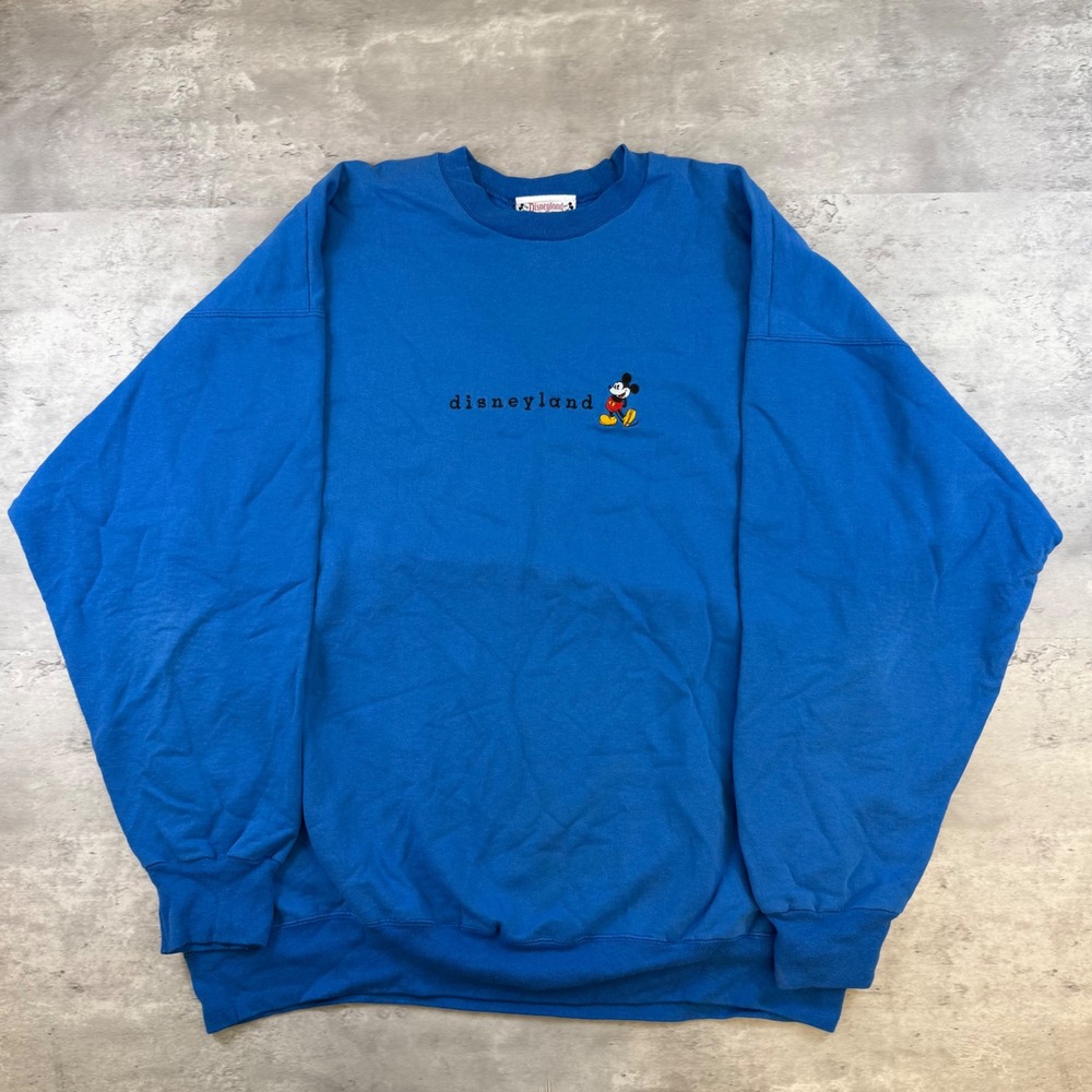 Vintage Disneyland Mickey Mouse Embroidered Sweatshirt Blue XXL Made in USA